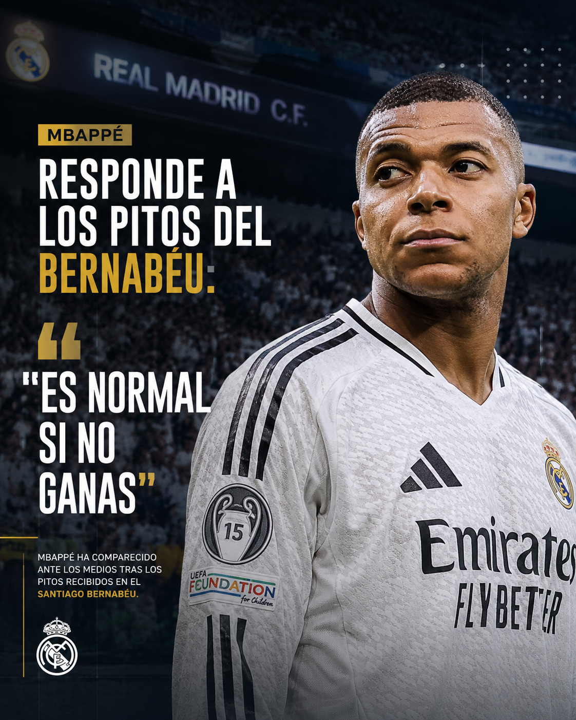 Mbappé responde a los pitos del Bernabéu: "Es normal si no ganas"