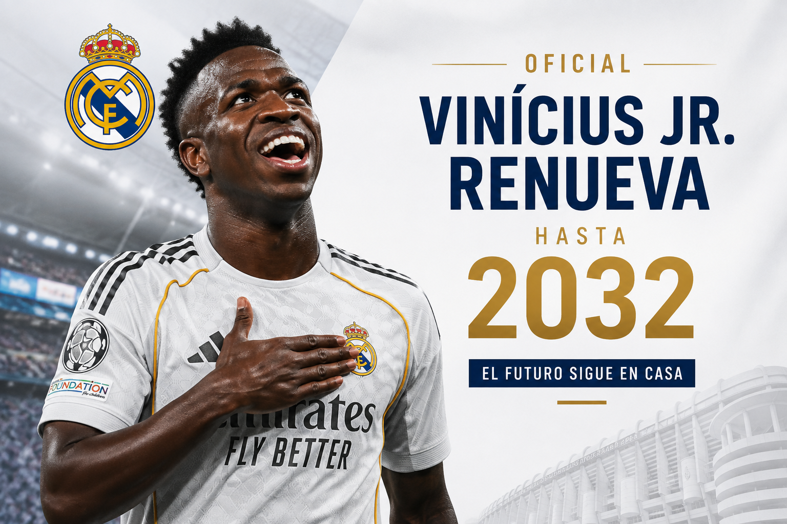Oficial: Vinícius Jr. renueva con el Real Madrid hasta 2032 y reafirma su compromiso con el club blanco
